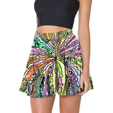 Load image into Gallery viewer, Above Knee Women Skirt Rainbow Striped Blue Purple Sexy Gothic Pleated
