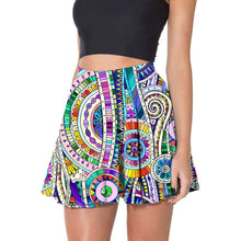 Load image into Gallery viewer, Above Knee Women Skirt Rainbow Striped Blue Purple Sexy Gothic Pleated