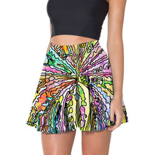 Load image into Gallery viewer, Above Knee Women Skirt Rainbow Striped Blue Purple Sexy Gothic Pleated