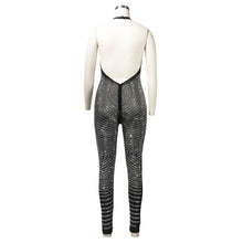 Load image into Gallery viewer, Adogirl Women Sexy Halter Diamonds Bandage Jumpsuits Open Back Slim