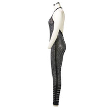 Load image into Gallery viewer, Adogirl Women Sexy Halter Diamonds Bandage Jumpsuits Open Back Slim