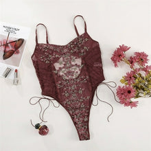 Load image into Gallery viewer, Hot sale new women's lace embroidery  see through sexy teddy