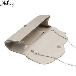 Aelicy Ruched Chains Evening Bags For Ladies Satin Celebrities Elegant