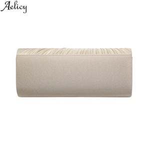 Aelicy Ruched Chains Evening Bags For Ladies Satin Celebrities Elegant