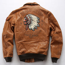 Load image into Gallery viewer, Air Force Men Sheepskin Leather Jacket Oversized 3D Indian Head