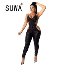 Load image into Gallery viewer, All Black Trendy Chic Sexy Romper Jumpsuits Womens Spaghetti Strap - Sophornlilly