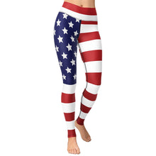 Load image into Gallery viewer, American Flag Leggings Women Striped High Waist Pants Naked Feeling