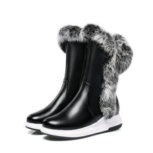 Load image into Gallery viewer, Animal Fur Women Snow Boots Flat Heels New Winter Cotton Shoes