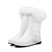 Load image into Gallery viewer, Animal Fur Women Snow Boots Flat Heels New Winter Cotton Shoes