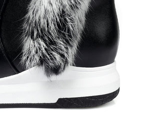 Animal Fur Women Snow Boots Flat Heels New Winter Cotton Shoes