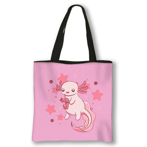 Animal Sea Otters Axolotl / Ferret Pattern Handbag Canvas