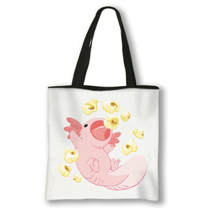 Animal Sea Otters Axolotl / Ferret Pattern Handbag Canvas