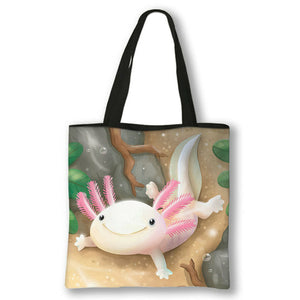 Animal Sea Otters Axolotl / Ferret Pattern Handbag Canvas