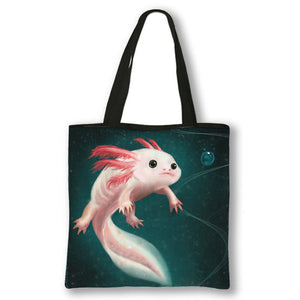 Animal Sea Otters Axolotl / Ferret Pattern Handbag Canvas