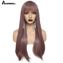 Load image into Gallery viewer, Anogol Long Straight 26" Burgundy Pink Grey Black Auburn Natural