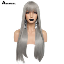 Load image into Gallery viewer, Anogol Long Straight 26" Burgundy Pink Grey Black Auburn Natural