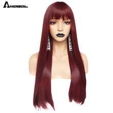 Load image into Gallery viewer, Anogol Long Straight 26" Burgundy Pink Grey Black Auburn Natural