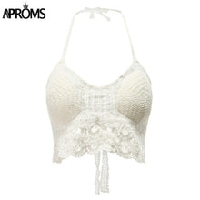 Load image into Gallery viewer, Boho White Lace Tassel Knitted Camis Women Summer Sexy Backless