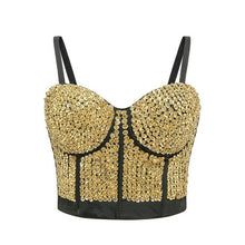 Load image into Gallery viewer, Sexy Women Silver Gold Sequin Rhinestone Top Lady Rave Outfit