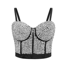 Load image into Gallery viewer, Sexy Women Silver Gold Sequin Rhinestone Top Lady Rave Outfit