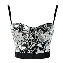 Load image into Gallery viewer, Sexy Women Silver Gold Sequin Rhinestone Top Lady Rave Outfit