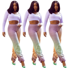 Load image into Gallery viewer, Autumn Women Casual Wide Leg Pants Colorful Striped Print High