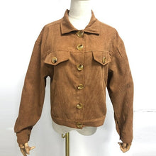 Load image into Gallery viewer, Autumn Corduroy Ribbed Long Sleeve Coat Casual Solid Turn down