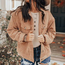 Load image into Gallery viewer, Autumn Corduroy Ribbed Long Sleeve Coat Casual Solid Turn down