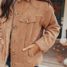 Load image into Gallery viewer, Autumn Corduroy Ribbed Long Sleeve Coat Casual Solid Turn down