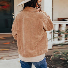 Load image into Gallery viewer, Autumn Corduroy Ribbed Long Sleeve Coat Casual Solid Turn down