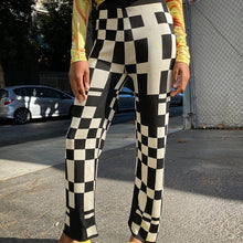 Load image into Gallery viewer, Autumn Knit Plaid Pants Black and White Streetwear Vintage Fashion