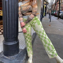 Load image into Gallery viewer, Autumn Knit Plaid Pants Black and White Streetwear Vintage Fashion