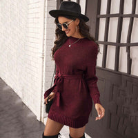 Autumn Knitted Dress Women Loose Sweater Dress Ladies Long Sleeve