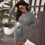 Autumn Knitted Dress Women Loose Sweater Dress Ladies Long Sleeve