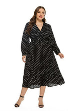 Load image into Gallery viewer, Autumn Long Sleeve Casual Dress Women V Neck Polka Dot Print High