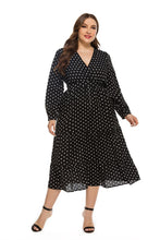 Load image into Gallery viewer, Autumn Long Sleeve Casual Dress Women V Neck Polka Dot Print High
