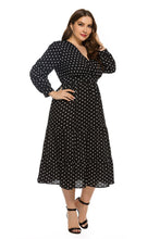 Load image into Gallery viewer, Autumn Long Sleeve Casual Dress Women V Neck Polka Dot Print High