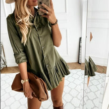 Load image into Gallery viewer, Autumn Long Sleeve White Pleated Shirt Dress Women Casual Turn - Sophornlilly