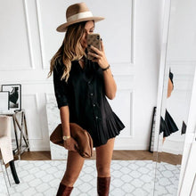 Load image into Gallery viewer, Autumn Long Sleeve White Pleated Shirt Dress Women Casual Turn - Sophornlilly