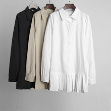 Load image into Gallery viewer, Autumn Long Sleeve White Pleated Shirt Dress Women Casual Turn - Sophornlilly