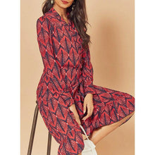 Load image into Gallery viewer, Autumn Spring red long sleeve v neck high waist vintage - Sophornlilly