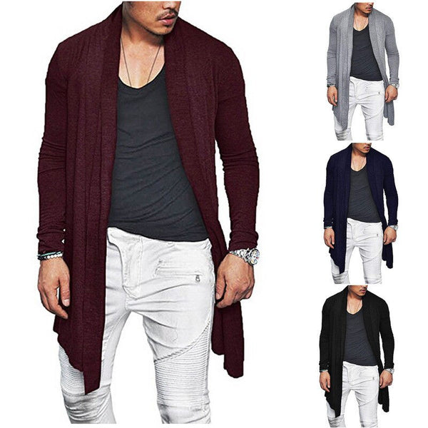 Autumn  Stylish Men Knitted Cardigan Slim Fit Pleated Long Sleeve