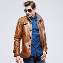 Load image into Gallery viewer, Autumn Winter Casual PU Leather Jacket Men Slim Fit