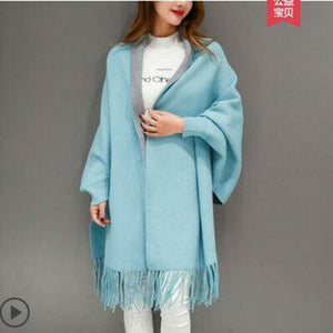 Tassel Knitted Shawl Cardigan Sweater