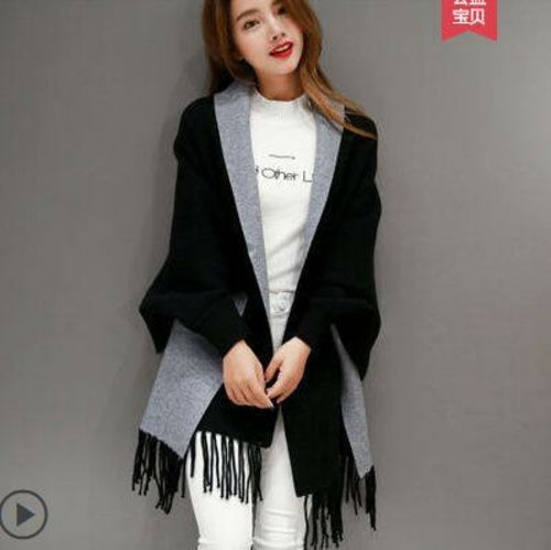 Tassel Knitted Shawl Cardigan Sweater