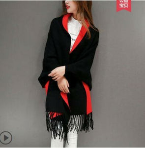 Tassel Knitted Shawl Cardigan Sweater