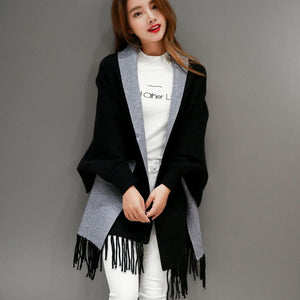 Tassel Knitted Shawl Cardigan Sweater