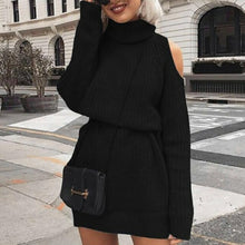 Load image into Gallery viewer, Autumn Winter New Women Casual Dresses High Collar Off The Shoulder