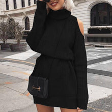 Load image into Gallery viewer, Autumn Winter New Women Casual Dresses High Collar Off The Shoulder