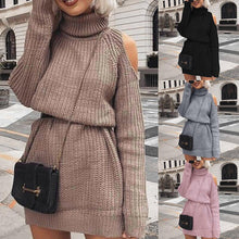 Load image into Gallery viewer, Autumn Winter New Women Casual Dresses High Collar Off The Shoulder